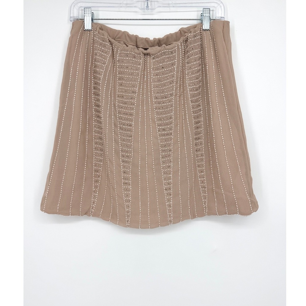 LC Lauren Conrad Womens Medium Beaded‎ Mini Skirt Tan Art Deco M